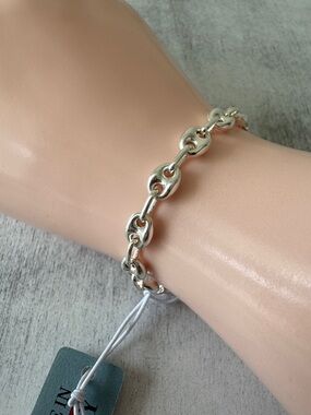 Mia Fiore Elegant 925 Sterling Silver Dyadema Polished Link Chain Bracelet Italy